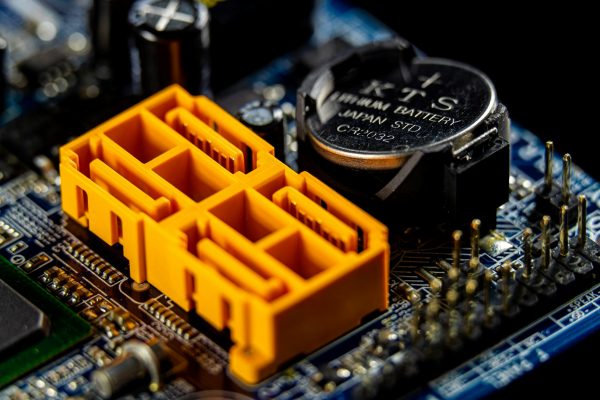 close up view of an electronic circuit board